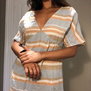 Zara linen striped midi dress